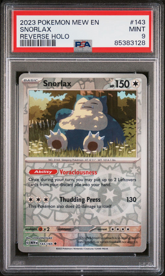 Snorlax Reverse Holo PSA 9 (143/165) Pokemon 151 2023